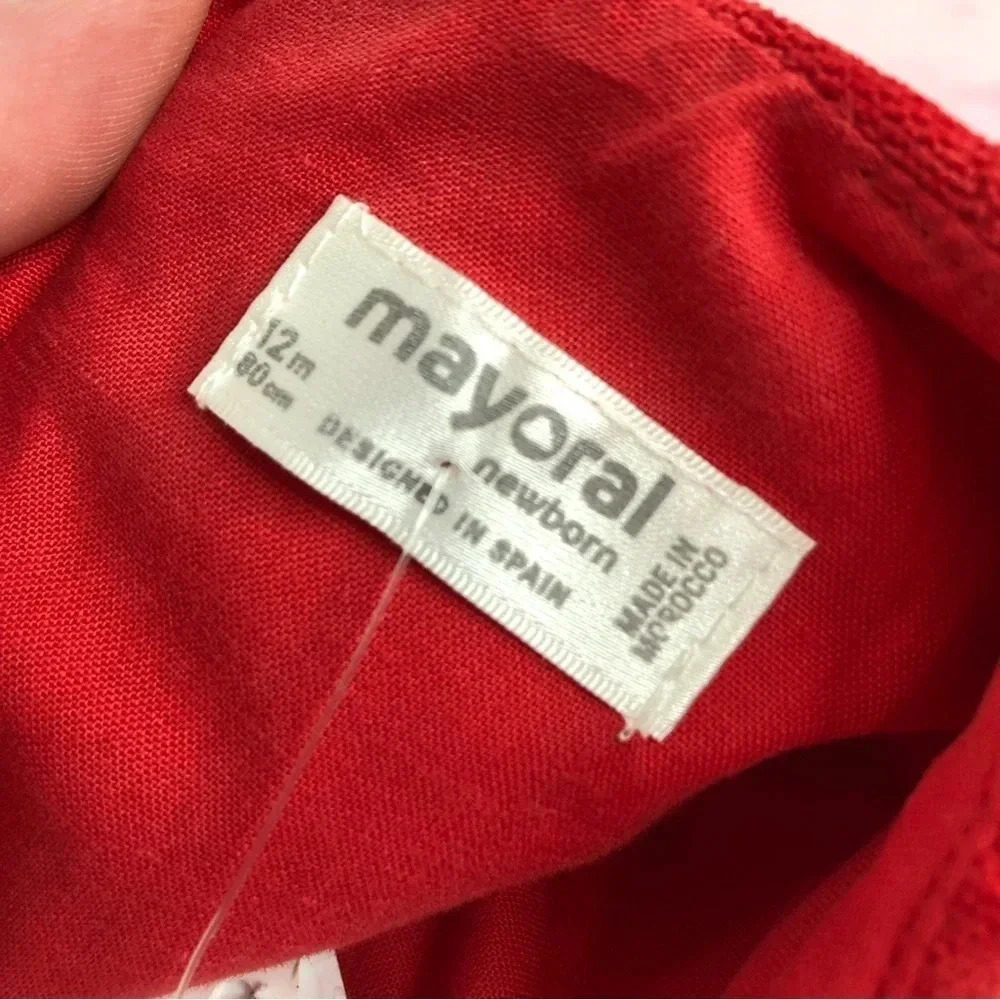 NWT Mayoral holiday dress red sueded cap sleeve size 12 months - Picture 5 of 11